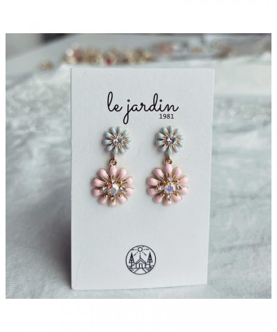 Daisy Flower Dangle Earrings Gold Plated Enamel Cubic Zirconia Earrings for Women Girls Floral Romantic Jewelry Pink $8.39 Ea...