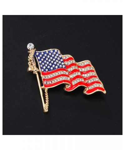 USA Flag Lapel Pin Cute Rhinestone Painting Oil Enamel Brooch Crystal Flagpole Bag Clothes Fashion Jewelry American Flag Badg...