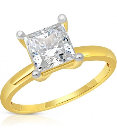 2 Carat Princess Cut Cubic Zirconia Solitaire Engagement Ring for Women | 14k Gold Engagement Ring | Simulated Diamond Ring |...