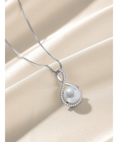 Pearl Necklaces for Women,Pearl Pendant Necklace Sterling Silver Box Chain Single Pearl Necklace jewelry Gifts for Christmas ...