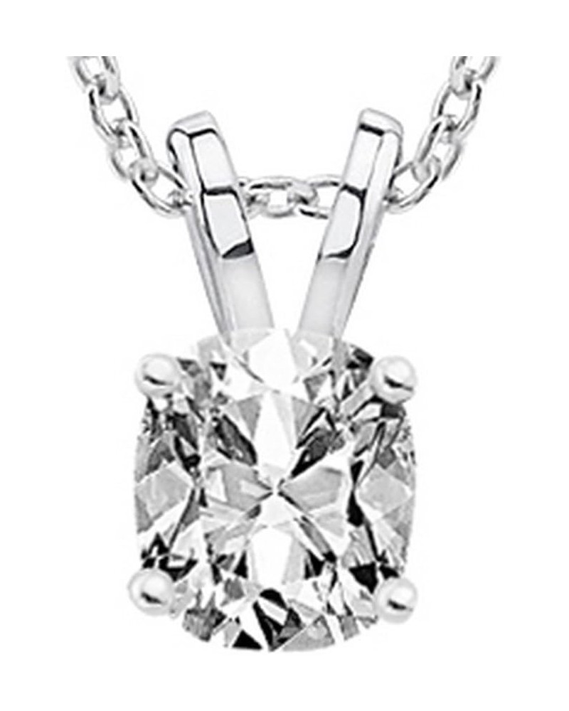 IGI Certified LAB-GROWN Cushion Cut Diamond Pendant Necklace 4 Prong Premium Collection (F-G Color, VS1-VS2 Clarity) + 16" 14...