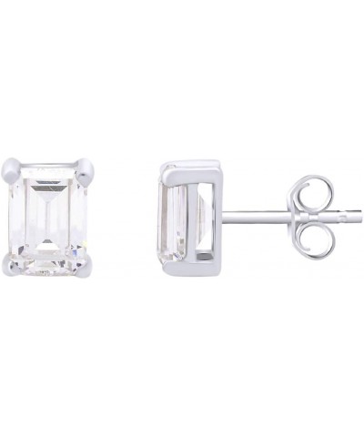 Jewel Zone US Emerald Cut Stud Earrings 14k Gold Over Sterling Silver white-gold-plated-silver $13.09 Earrings