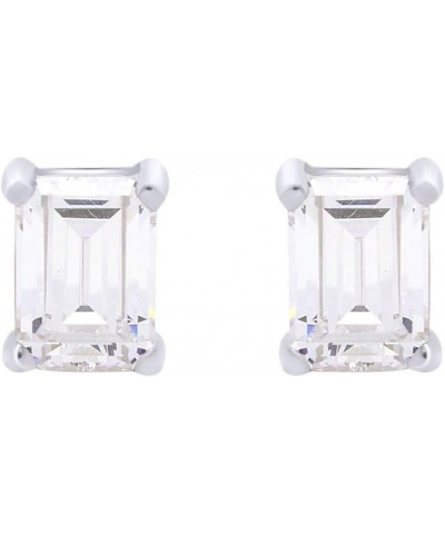 Jewel Zone US Emerald Cut Stud Earrings 14k Gold Over Sterling Silver white-gold-plated-silver $13.09 Earrings