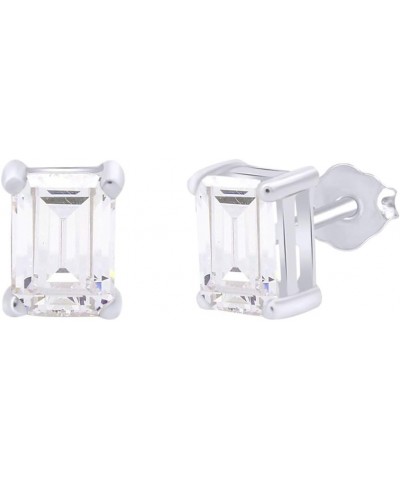 Jewel Zone US Emerald Cut Stud Earrings 14k Gold Over Sterling Silver white-gold-plated-silver $13.09 Earrings