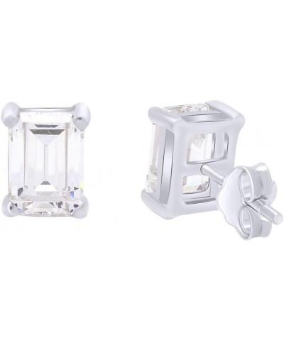 Jewel Zone US Emerald Cut Stud Earrings 14k Gold Over Sterling Silver white-gold-plated-silver $13.09 Earrings