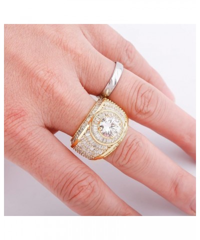 Iced Out Gold Cluster Ring 5A+ Cubic Zirconia 14K Gold Hip Hop Rapper Fashion Luxury Big Diamond Rings For Men Silver $15.98 ...