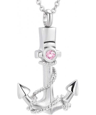 Cremation Urn Jewelry 12 Colors Birthstone Anchor Necklace Ashes Keepsake Memorial Stainless Steel Pendant October $12.78 Nec...