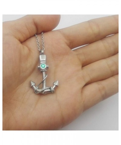 Cremation Urn Jewelry 12 Colors Birthstone Anchor Necklace Ashes Keepsake Memorial Stainless Steel Pendant October $12.78 Nec...