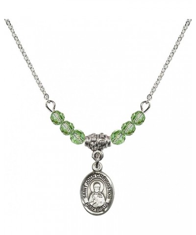 August Birth Month Bead Necklace with Catholic Patron Saint Petite Charm, 18 Inch Saint John Chrysostom $33.24 Necklaces