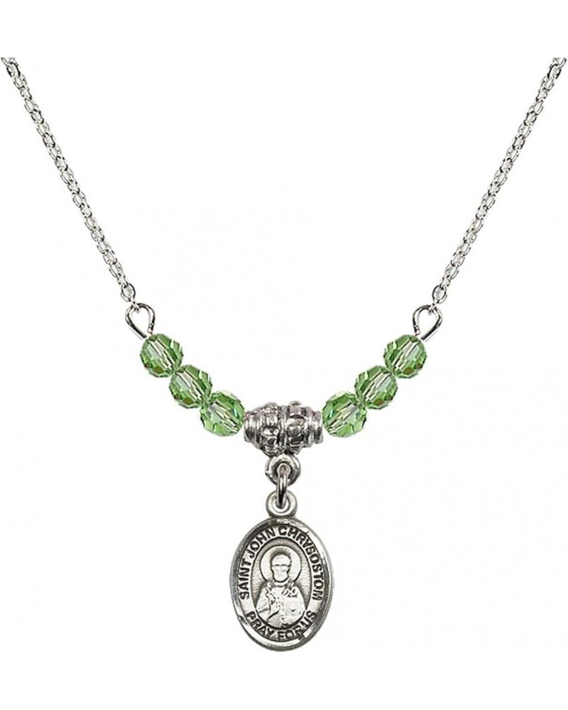 August Birth Month Bead Necklace with Catholic Patron Saint Petite Charm, 18 Inch Saint John Chrysostom $33.24 Necklaces