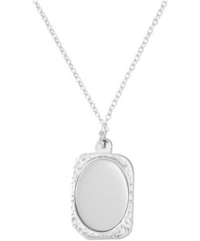 WLLAY Vintage Ancient Mirror Pendant Necklace Long Chain For Women Jewelry Gift B:silver $8.15 Necklaces