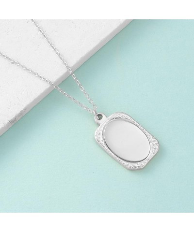 WLLAY Vintage Ancient Mirror Pendant Necklace Long Chain For Women Jewelry Gift B:silver $8.15 Necklaces