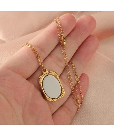 WLLAY Vintage Ancient Mirror Pendant Necklace Long Chain For Women Jewelry Gift B:silver $8.15 Necklaces