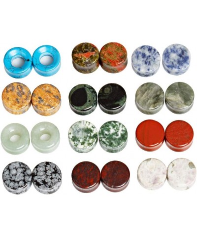 24 pcs Mixed Stone Ear Plugs Tunnels Double Flare Saddle Stretching Gauges Expander Body Piercing Set Gauge 2g - 5/8 inch 1/2...