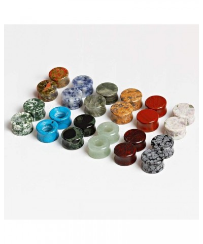 24 pcs Mixed Stone Ear Plugs Tunnels Double Flare Saddle Stretching Gauges Expander Body Piercing Set Gauge 2g - 5/8 inch 1/2...