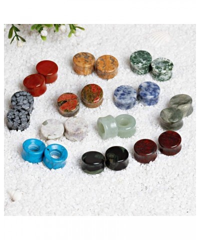 24 pcs Mixed Stone Ear Plugs Tunnels Double Flare Saddle Stretching Gauges Expander Body Piercing Set Gauge 2g - 5/8 inch 1/2...