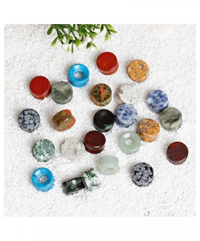 24 pcs Mixed Stone Ear Plugs Tunnels Double Flare Saddle Stretching Gauges Expander Body Piercing Set Gauge 2g - 5/8 inch 1/2...