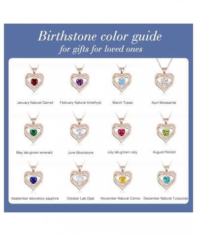 Birthstone Necklace for Women, 18k Gold Plated 925 Sterling Silver Rubies Heart Pendant Necklace, Mother's Day Mom Wife Girlf...