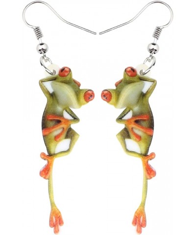 Cute Weird Acrylic Frog Earrings Dangle Funny Animals Jewelry for Women Girls Kids Charms Lime $6.59 Earrings