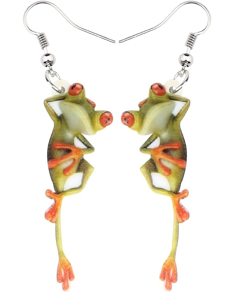 Cute Weird Acrylic Frog Earrings Dangle Funny Animals Jewelry for Women Girls Kids Charms Lime $6.59 Earrings