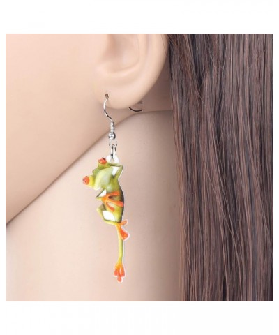 Cute Weird Acrylic Frog Earrings Dangle Funny Animals Jewelry for Women Girls Kids Charms Lime $6.59 Earrings