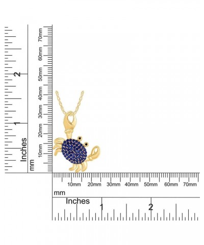 Round Cut Simulated Birthstone Pave Crab Charm Pendant Necklace in 14k Yellow Gold Over Sterling Silver with 18" Chain Simula...