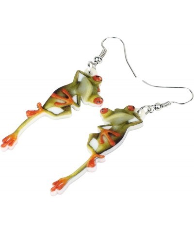 Cute Weird Acrylic Frog Earrings Dangle Funny Animals Jewelry for Women Girls Kids Charms Lime $6.59 Earrings