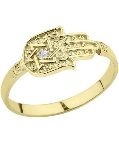 Unique 14k Yellow Gold Diamond Hamsa Hand Star of David Ring $76.50 Rings