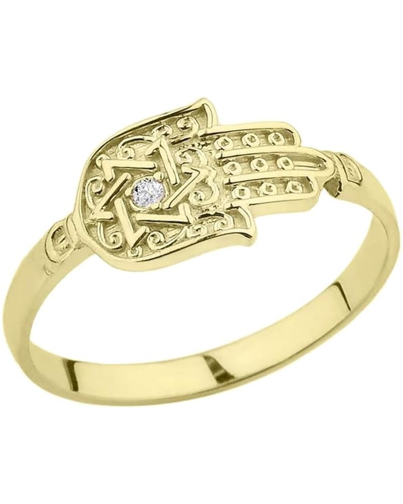 Unique 14k Yellow Gold Diamond Hamsa Hand Star of David Ring $76.50 Rings