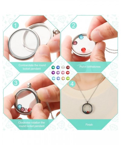 6 Pcs Locket Necklace DIY Floating Round Locket Pendant Floating Memory Necklace for Women Friendship Necklace Memory Nostalg...