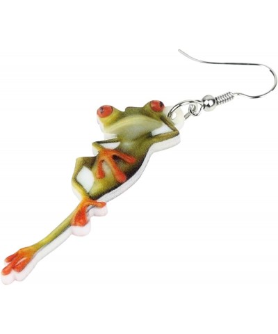 Cute Weird Acrylic Frog Earrings Dangle Funny Animals Jewelry for Women Girls Kids Charms Lime $6.59 Earrings