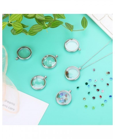 6 Pcs Locket Necklace DIY Floating Round Locket Pendant Floating Memory Necklace for Women Friendship Necklace Memory Nostalg...