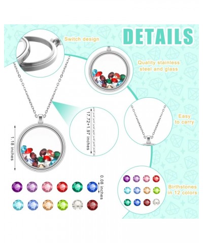 6 Pcs Locket Necklace DIY Floating Round Locket Pendant Floating Memory Necklace for Women Friendship Necklace Memory Nostalg...