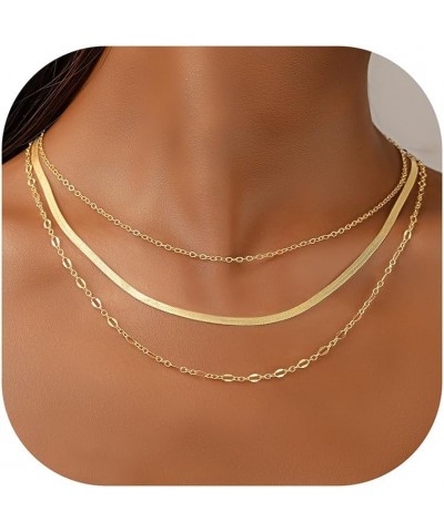 6 Pcs Gold Chokers Necklace Set for Women Girls, 14k Gold Plated CZ Pendant Necklace, Trendy Dainty Snake Chain Layered Neckl...