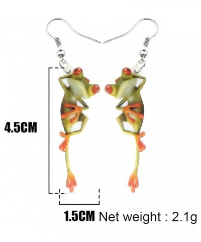 Cute Weird Acrylic Frog Earrings Dangle Funny Animals Jewelry for Women Girls Kids Charms Lime $6.59 Earrings