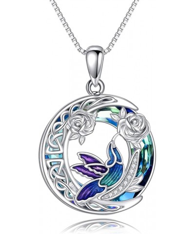 Hummingbird/Dolphin/Phoenix/Cat/Axolotl Necklace for Women Sterling Silver Crystal Pendant Jewelry Gifts for Girls Hummingbir...