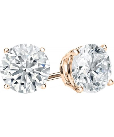 0.25-2.00 Carat Round Lab Grown White Diamond 4 Prong Solitaire Unisex Stud Earrings in 14K Solid Gold Solid Rose Gold 2.00 C...