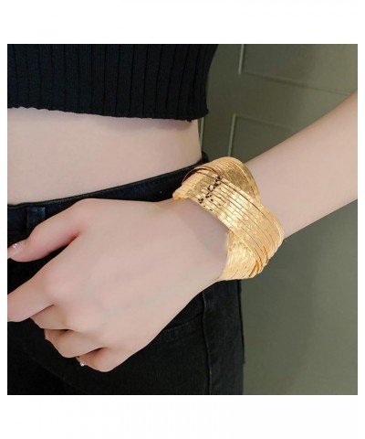 Silver Arm Cuff Bracelets for Women Silver Cuff Bracelet Gold Open Wide Wire Bangles Silver Wrist Cuff Wrap Bracelet Gold Chu...