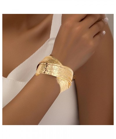 Silver Arm Cuff Bracelets for Women Silver Cuff Bracelet Gold Open Wide Wire Bangles Silver Wrist Cuff Wrap Bracelet Gold Chu...