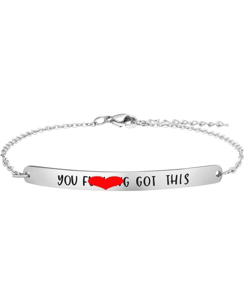 Personalized Gifts for Women Motivational Friendship Bracelets Inspire Mantra Message Engraved You fu*king got this $9.84 Bra...