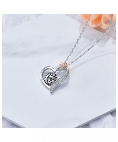 Volleyball/Baseball/Basketball/Tennis/Soccer/Golf Necklace 925 Sterling Sliver Heart Sports Pendant Jewelry Gifts for Women G...