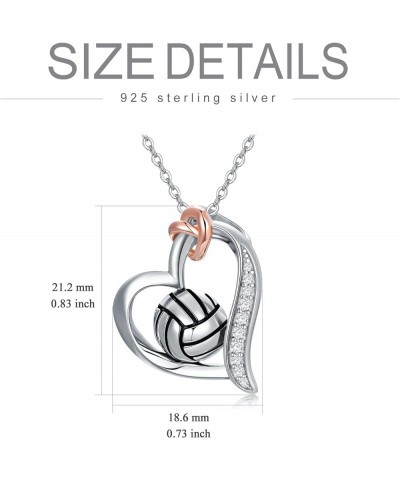 Volleyball/Baseball/Basketball/Tennis/Soccer/Golf Necklace 925 Sterling Sliver Heart Sports Pendant Jewelry Gifts for Women G...