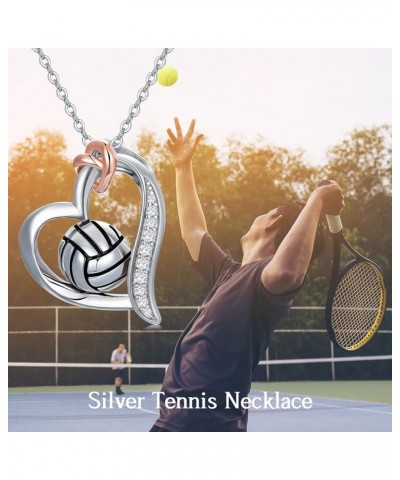 Volleyball/Baseball/Basketball/Tennis/Soccer/Golf Necklace 925 Sterling Sliver Heart Sports Pendant Jewelry Gifts for Women G...