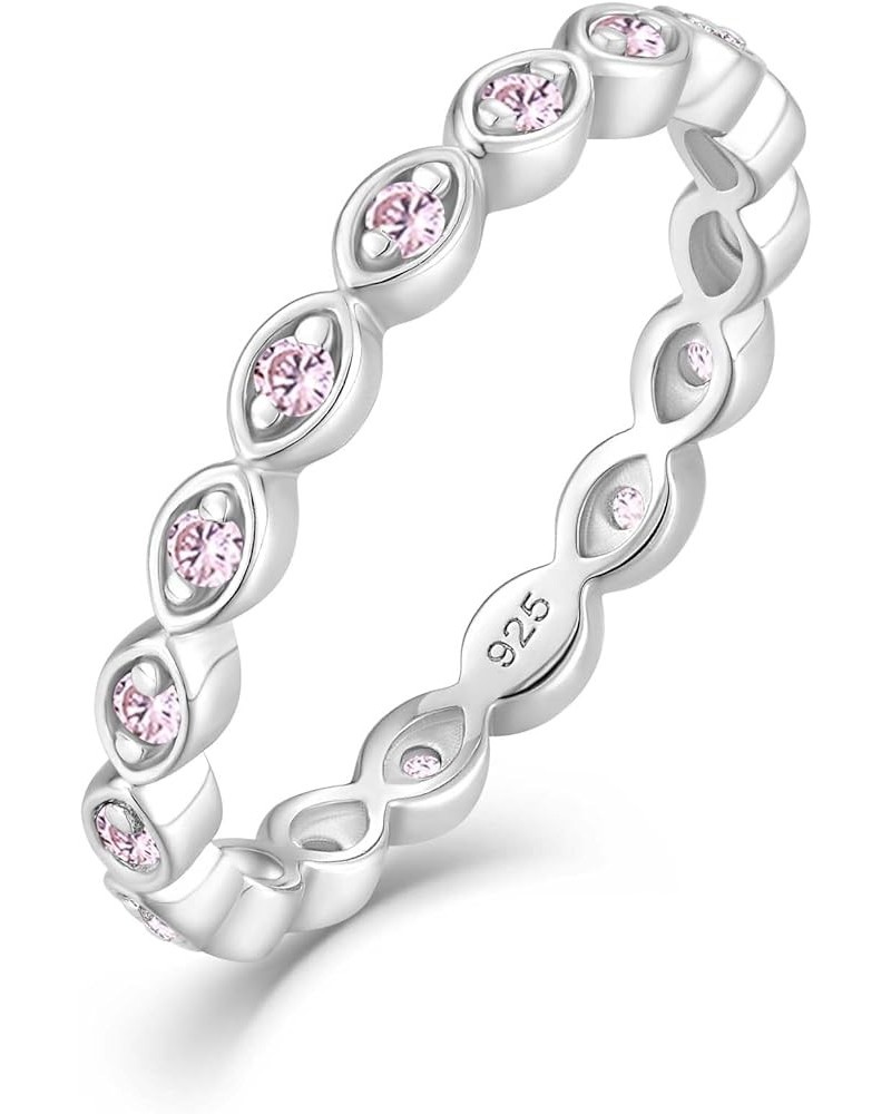 Stackable Ring Sterling Silver Birthstone Eternity Bands for Women 10-pink tourmaline 8 $20.25 Rings