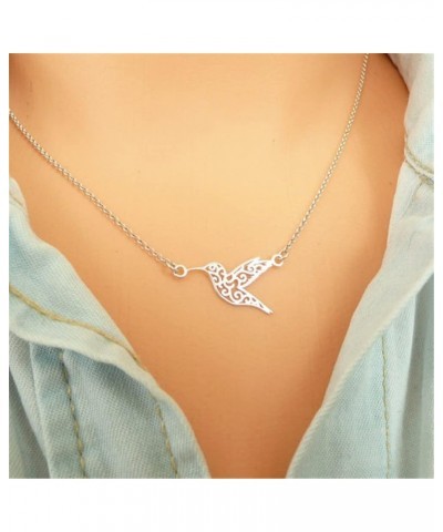 Origami Bird Pendant Necklace Hollow Stainless Steel Animal Flower Hummingbird Necklace for Women Girls Jewelry Gold 01 $7.64...