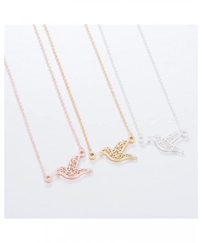 Origami Bird Pendant Necklace Hollow Stainless Steel Animal Flower Hummingbird Necklace for Women Girls Jewelry Gold 01 $7.64...