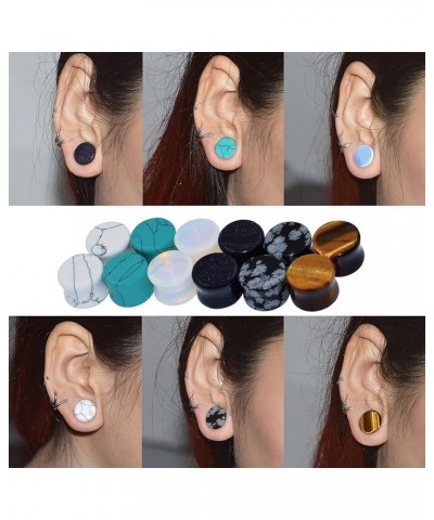 6 Pairs/16 Pairs Natural Stone Ear Plugs Saddle Plugs Ear Gauges Expander Piercing Gauge 8G to 13/16 inch 12pcs 00g(10mm) $11...