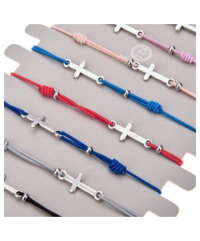 Cross Knot Charm Knit Bracelet Set Adjustable Elastic Rubber Cord Chain Wrist Strap Women $6.12 Bracelets