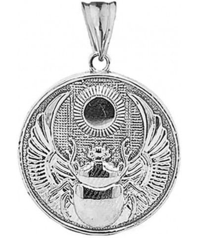 Fine Sterling Silver Ancient Egyptian Scarab Beetle and Sun Disc Charm Pendant Necklace 22.0 Inches $17.84 Necklaces