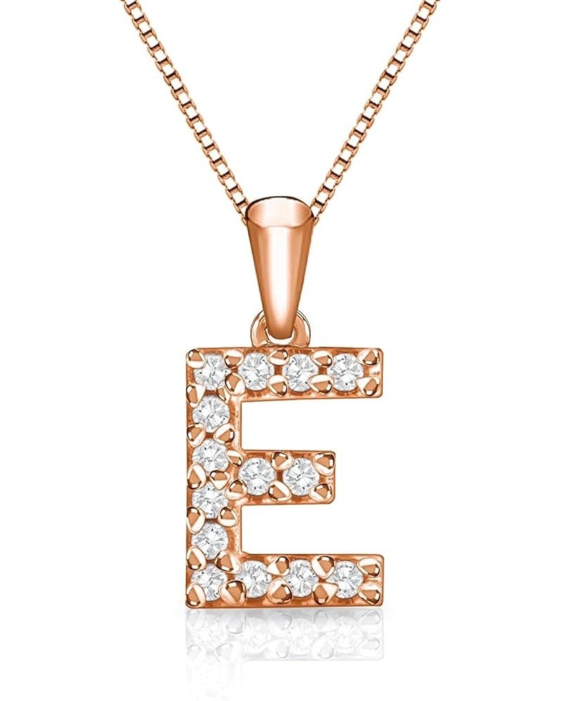 14k Rose Gold Diamond Initial Pendant Necklace (1/10cttw) 18-inch Box Chain E $109.22 Necklaces